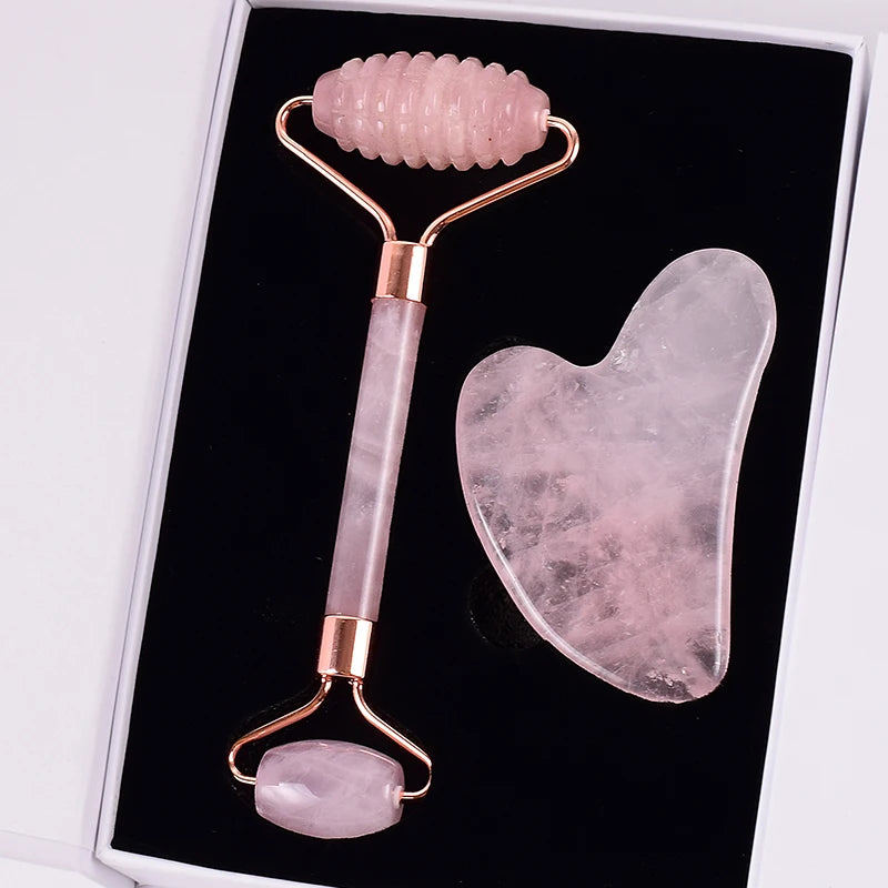Rose Quartz Face Roller & Gua Sha Set
