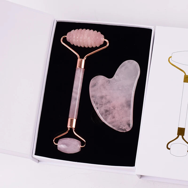 Rose Quartz Face Roller & Gua Sha Set