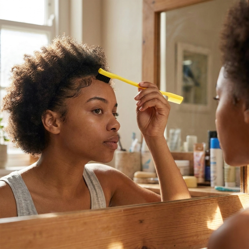 Anti-static edge brush comb in use