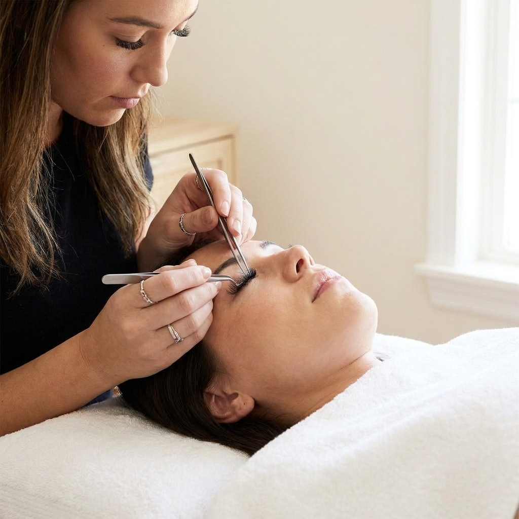 Lash Extension Mirror - in use